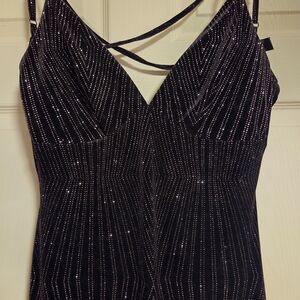 Black Strappy Dress with Silver Accents